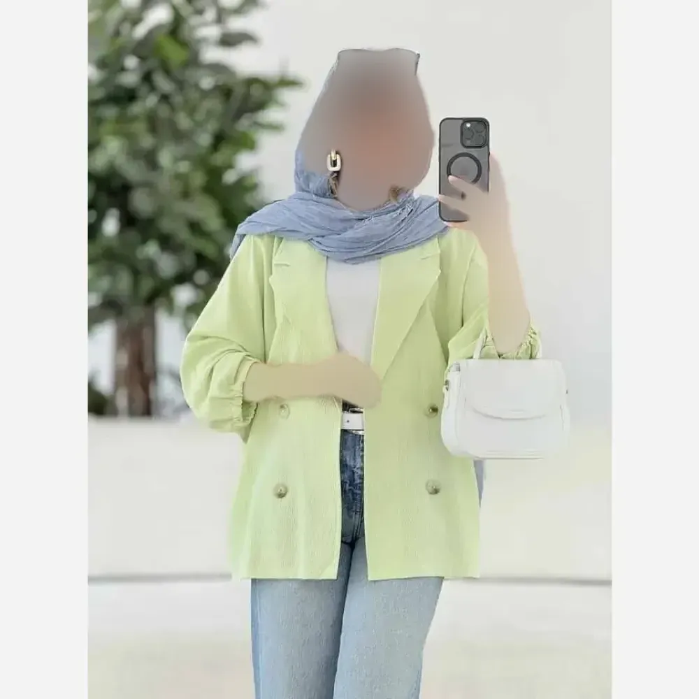 کت آستین بندی شبنم زنانه جنس لنین شسته شده اعلا فری سایز تا 48 در رنگ بندی متنوع