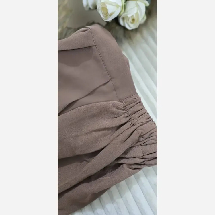 ست کت و شلوار پانچ مازراتی زنانه فری سایز کرم و نسکافه ای