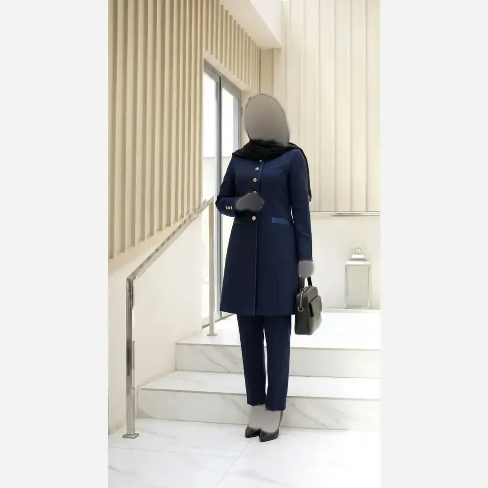ست مانتو شلوار اداری زنانه بزیاق ترک مرینوس مشکی سرمه ای موکا سایز 44 تا 52
