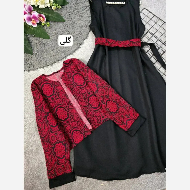 ست کت و سارافون مدل ترنج جنس کت تافته و سارافون کرپ اندونزی فری سایز
