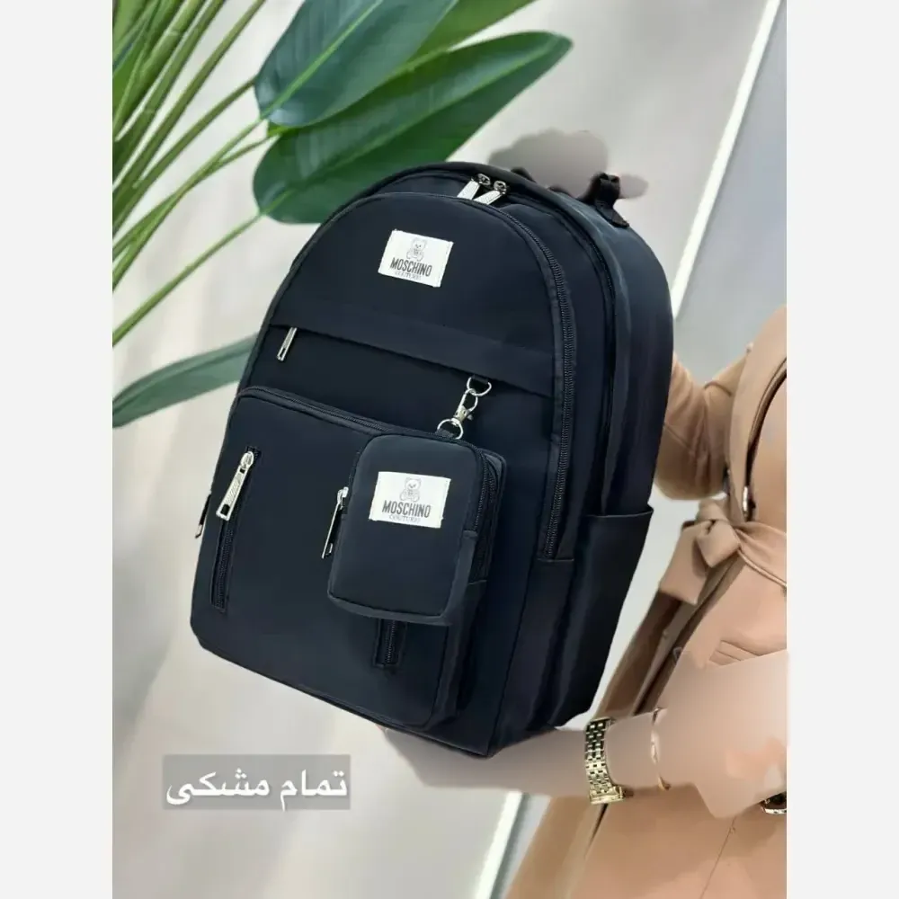 کوله پشتی اسپرت مدل همتا جنس دیبا ضد آب رنگ مشکی کرم و تمام مشکی