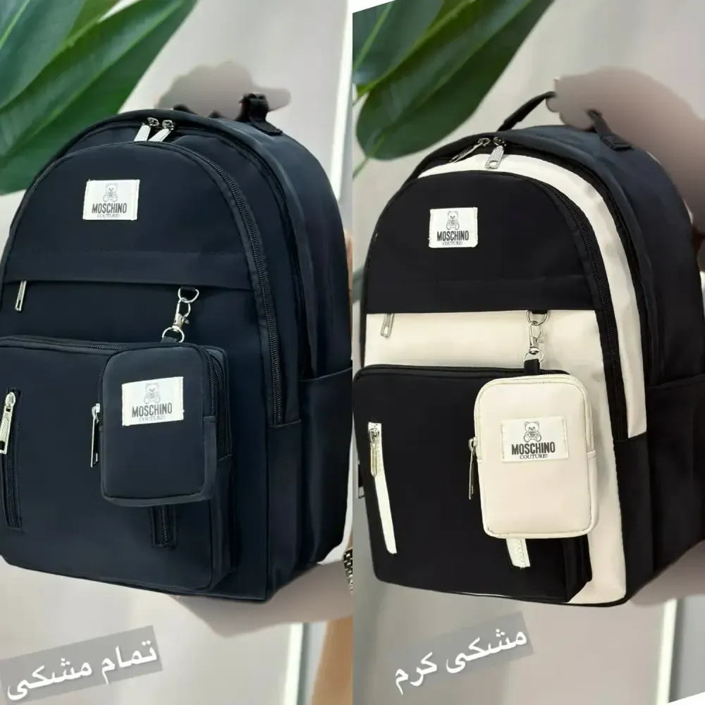 کوله پشتی اسپرت مدل همتا جنس دیبا ضد آب رنگ مشکی کرم و تمام مشکی