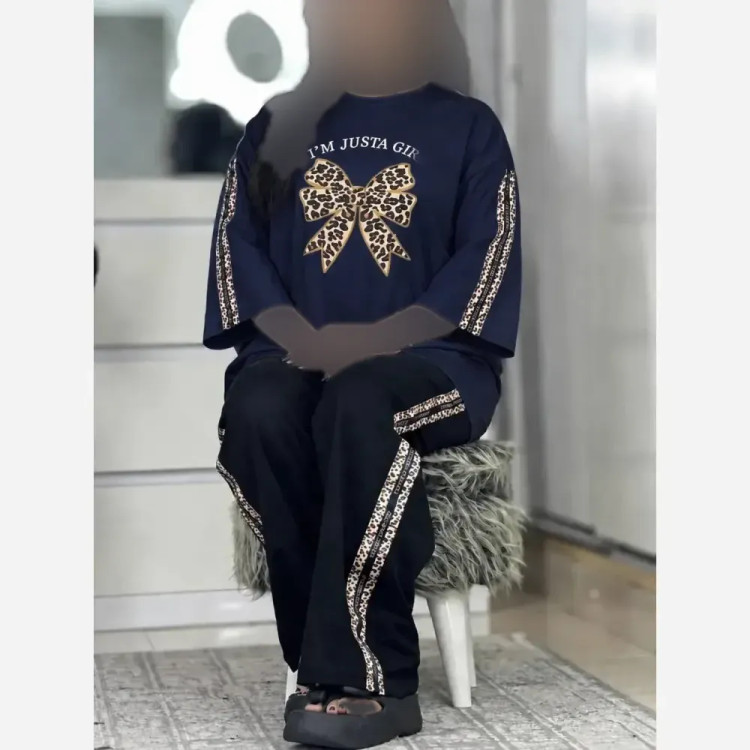 ست بلوز شلوار زنانه ویکتوریا جنس پنبه گلکسی سایز فری 38 تا 48