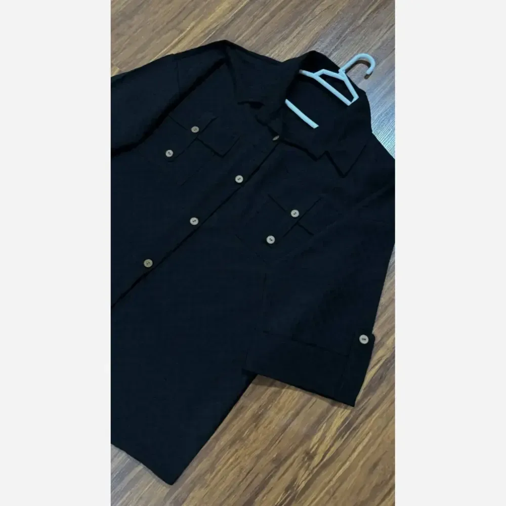 شومیز جیب فیتیله ای زنانه شانتون مشکی فری سایز 38-48 مزون دوز کیفیت عالی