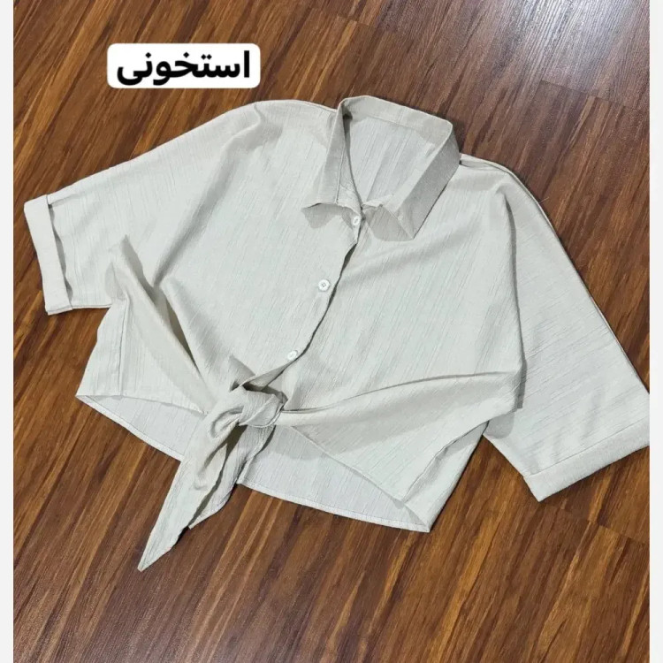 شومیز باکسی گره ای زنانه جنس مراکشی راه راه فری سایز 38 تا 50
