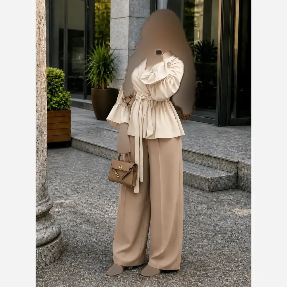 کت شلوار نیوشا کرپ مازراتی زنانه در رنگبندی مشکی، سورمه ای، قهوه ای و کرم و سایز 38 تا 44