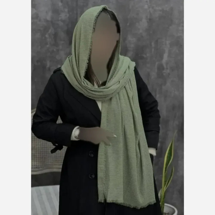 شال زنانه لب ریش جنس کنف سنگ شور بهاره شیک