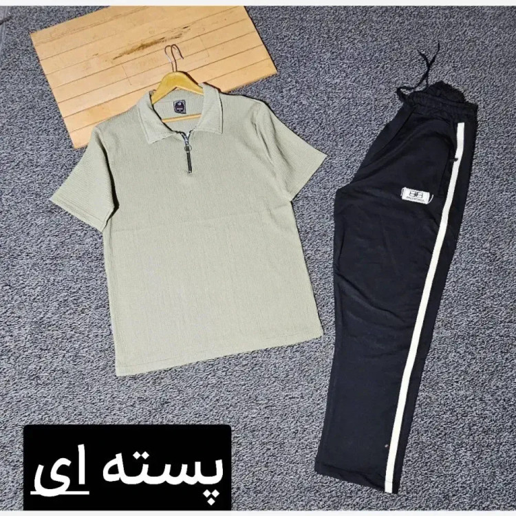 ست تیشرت کبریتی لاکرا و شلوار اسپان نخ مجلل زنانه در رنگ و سایز متنوع