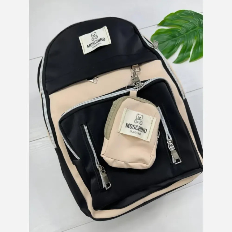 کوله زرین دیبا ضد آب کیفیت عالی مشکی کرم تمام مشکی 40*28 سانت 3 زیپ جای قمقمه