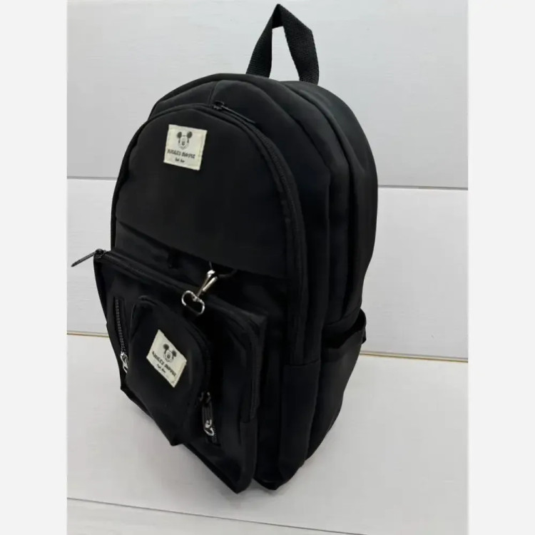 کوله زرین دیبا ضد آب کیفیت عالی مشکی کرم تمام مشکی 40*28 سانت 3 زیپ جای قمقمه