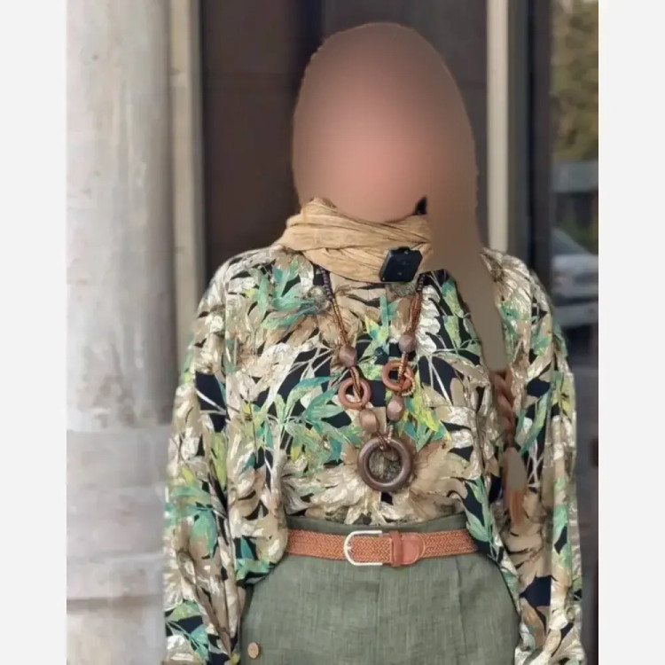 ست شومیز شلوار آیشیکو بوگاتی شانتون سرمه ای سبز سایز یک دو