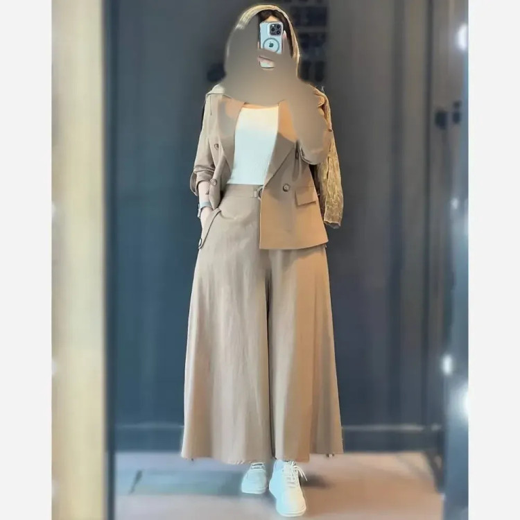 کت و شلوار نیکی لینن نچرال زنانه در رنگبندی متنوع و سایزبندی یک و دو