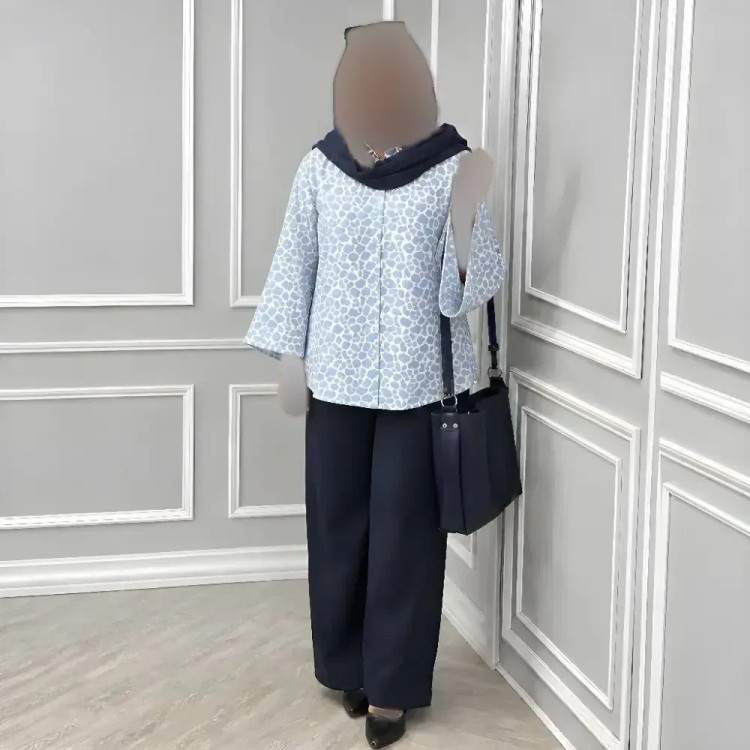 ست شومیز بوگاتی و شلوار مازراتی سرمه سایز یک و دو