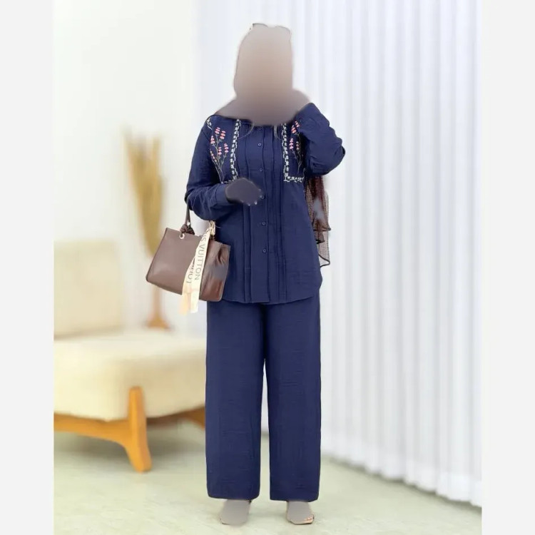 ست شومیز شلوار زنانه مدل رعنا جنس شانتون بابوس