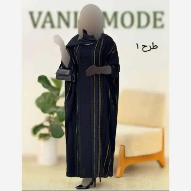 عبا زنانه نگین کرپ ژاکارد قد 130 فری سایز