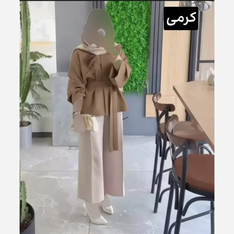مانتو شلوار مازراتی مدل شنیز فری سایز تا 48