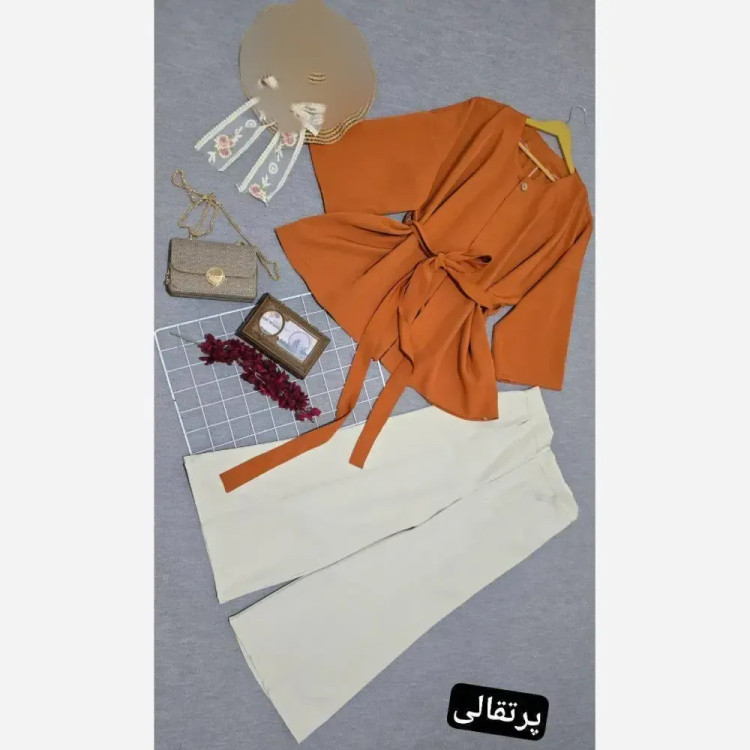 مانتو شلوار مازراتی مدل شنیز فری سایز تا 48
