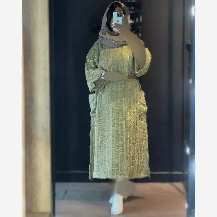 کفتان زنانه تبسم جنس کوک دوزی اصل رنگ کرم روشن و تیره سایز فری 38 تا 46