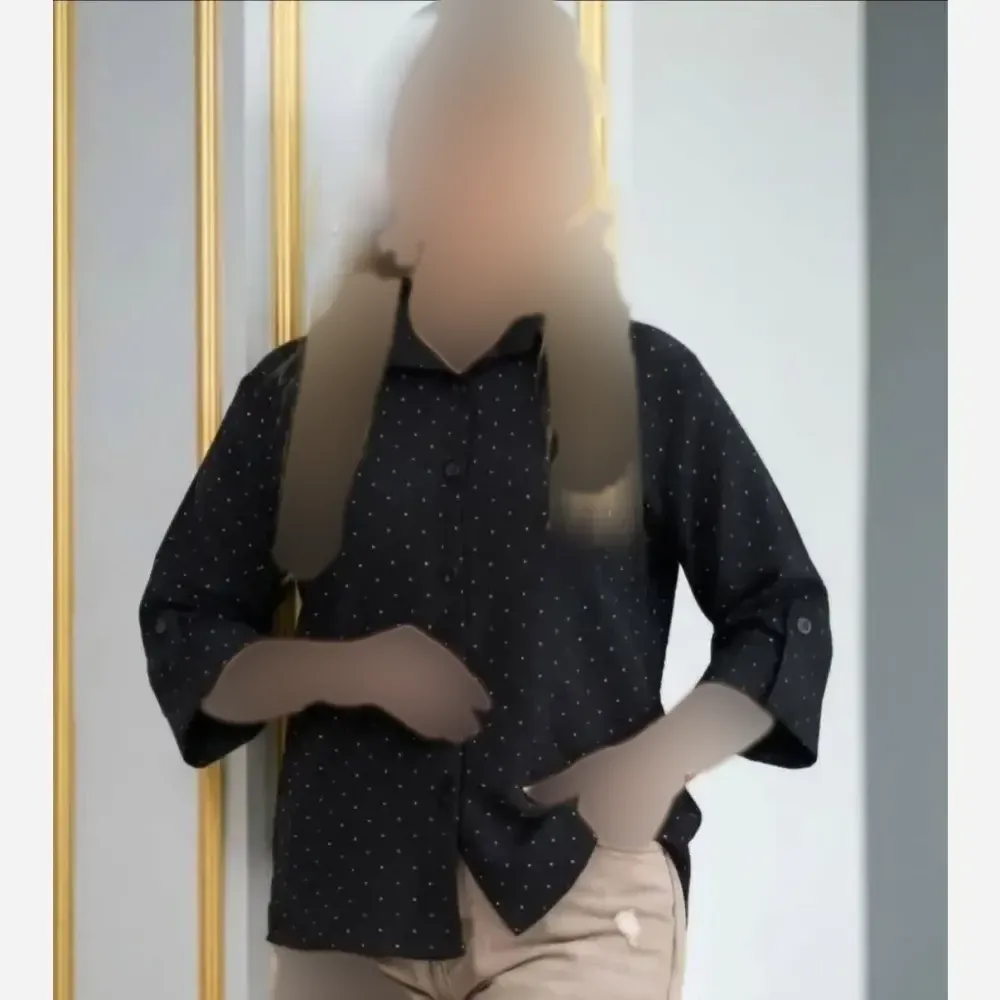 شومیز فول نگین بابوس اعلا مشکی سایز 38 تا 48 قد 78