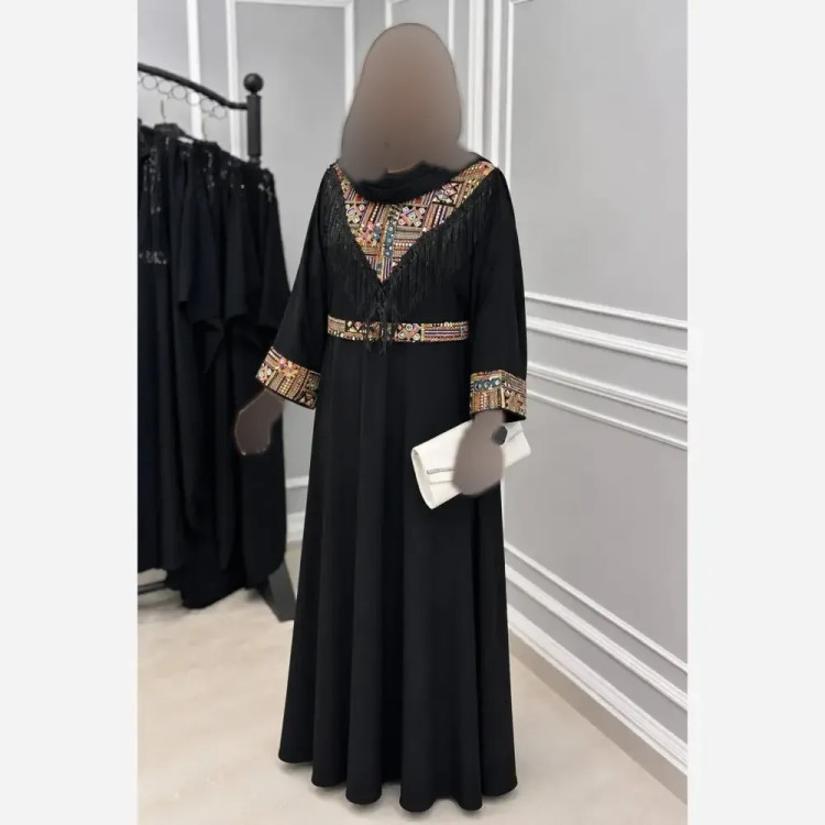 پیراهن مجلسی زنانه مهرسانا جنس ابروبادی درجه یک رنگ مشکی سایز فری 36 تا 46