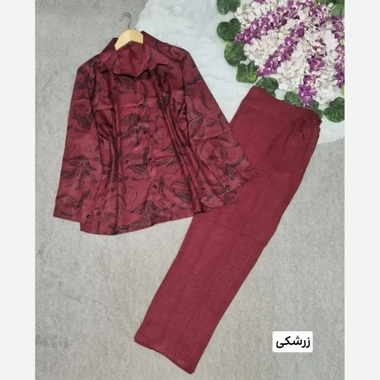 ست شانتون زنانه ژینوس رنگ زرشکی سایز فری 36 تا 46