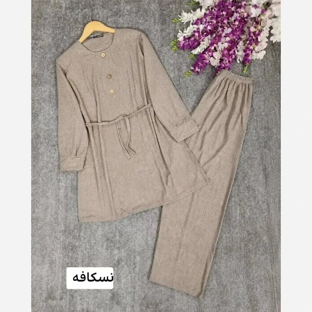 ست پنی ابروبادی کریشه درجه یک سایز بزرگ کمربنددار رنگی