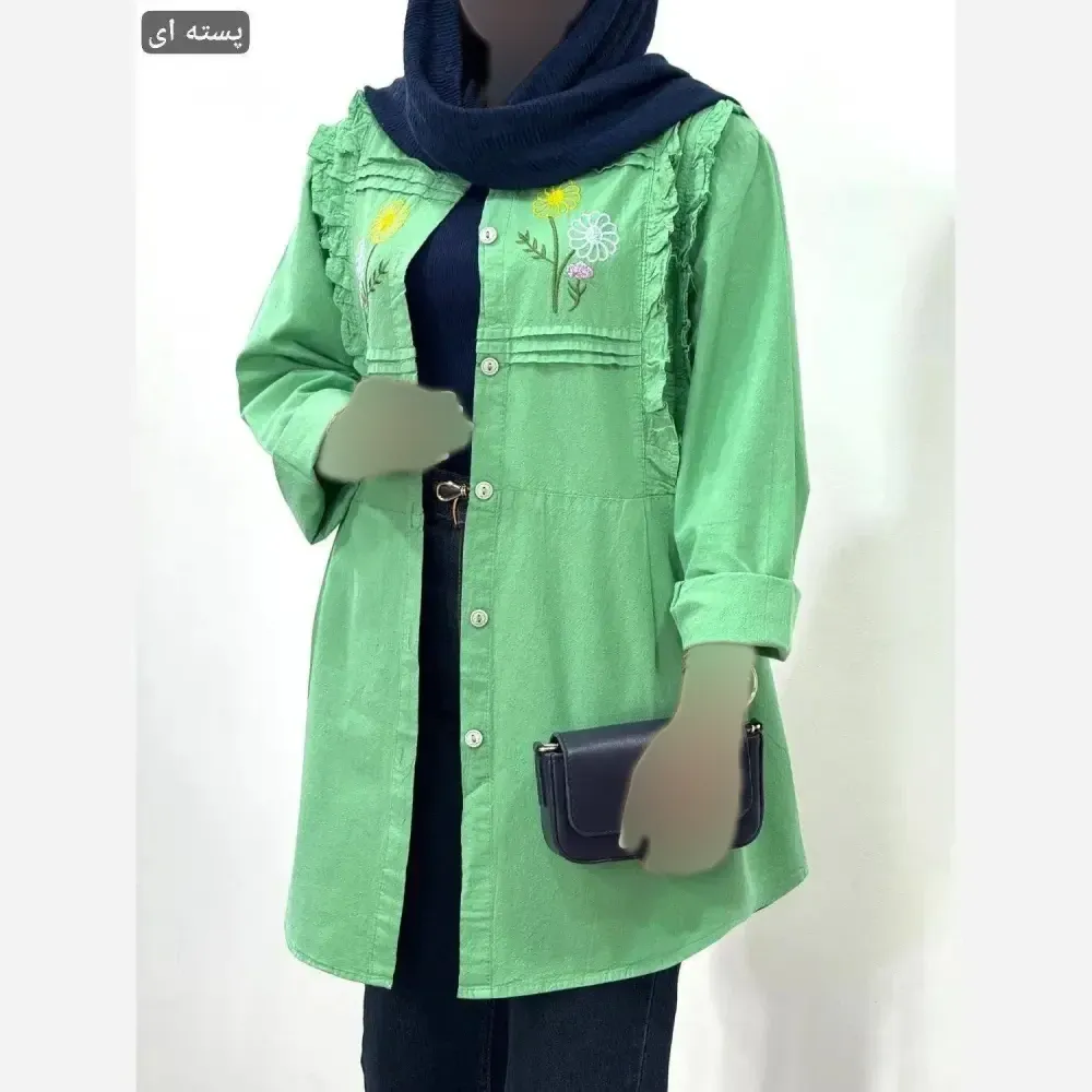شومیز مانتویی گلدوزی شده الیاف درجه یک فری سایز شاپرک