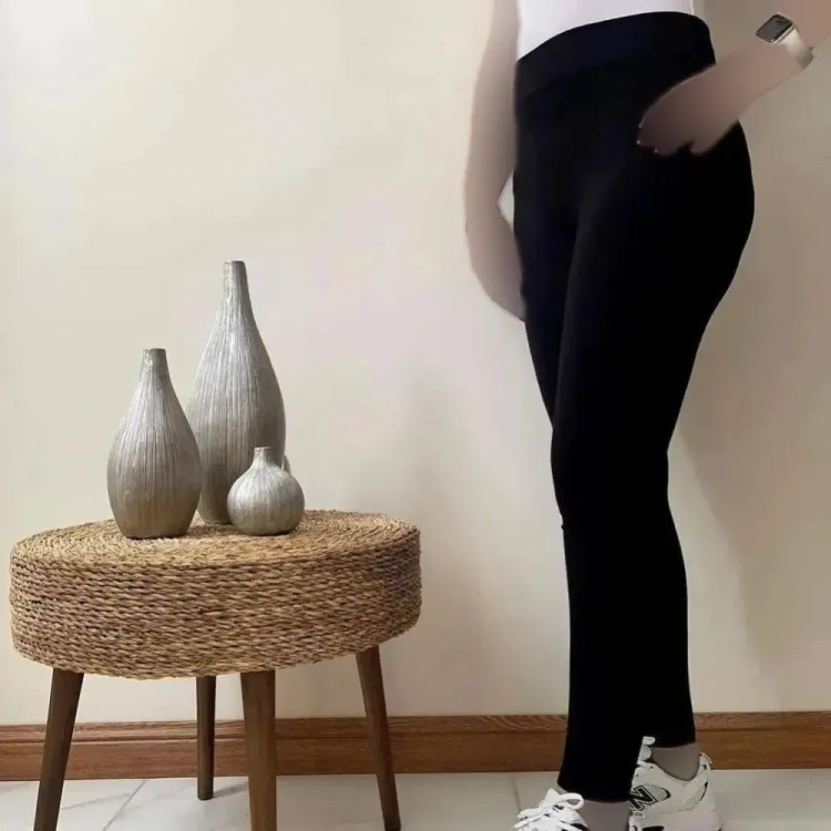 لگ ساده زنانه نخ پنبه فول کش وارداتی مشکی فری سایز