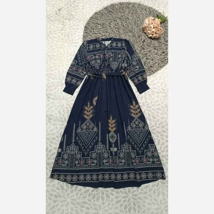 پیراهن سنتی یقه چین دار جنس بوگاتی فری سایز