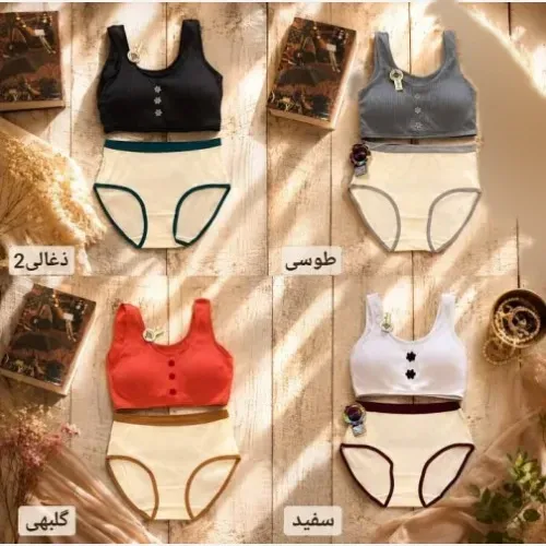 ست نیم تنه و شورت کبریتی کاپ دار فری سایز