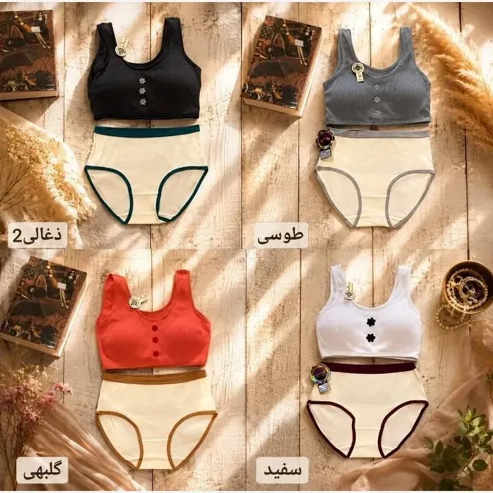ست نیم تنه و شورت کبریتی کاپ دار فری سایز
