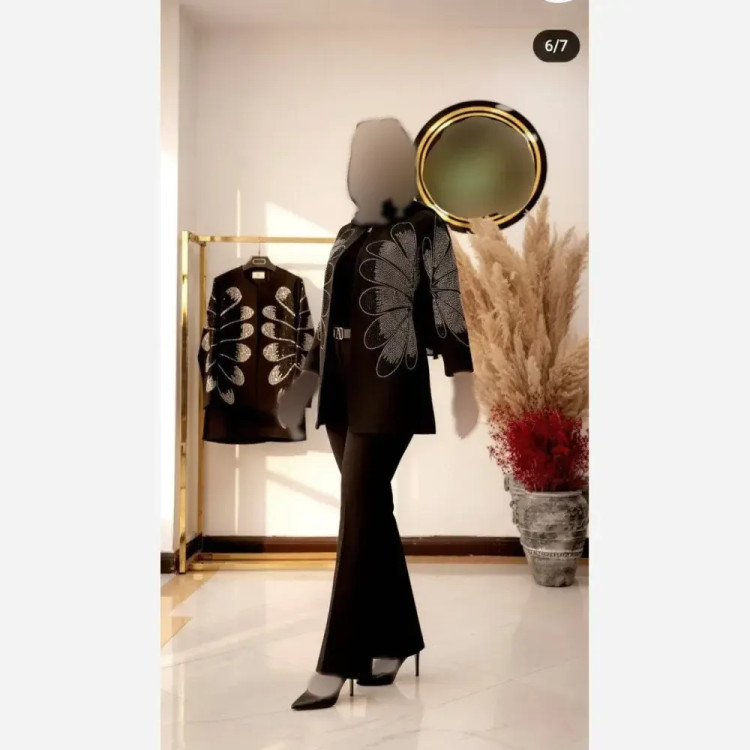 ست کت و شلوار مجلسی زنانه گلسا جنس مازراتی رنگ مشکی