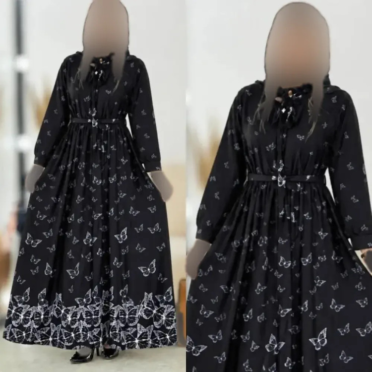 ساحلی زنانه مدل شاپرک جنس بوگاتی رنگ مشکی سایز فری سایز