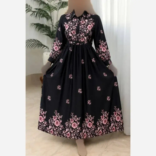 پیراهن زنانه زنبق جنس بوگاتی درجه یک سایز فری 38 تا 46