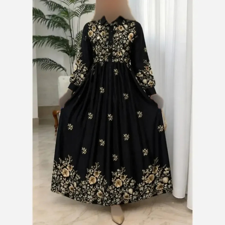 پیراهن زنانه زنبق جنس بوگاتی درجه یک سایز فری 38 تا 46