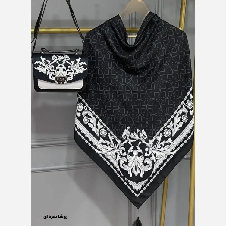 ست کیف و روسری زنانه مخمل و چرم صنعتی نخی منگوله دار