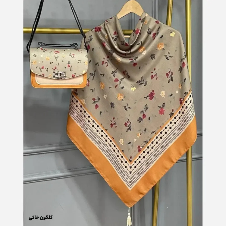 ست کیف و روسری زنانه مخمل و چرم صنعتی نخی منگوله دار