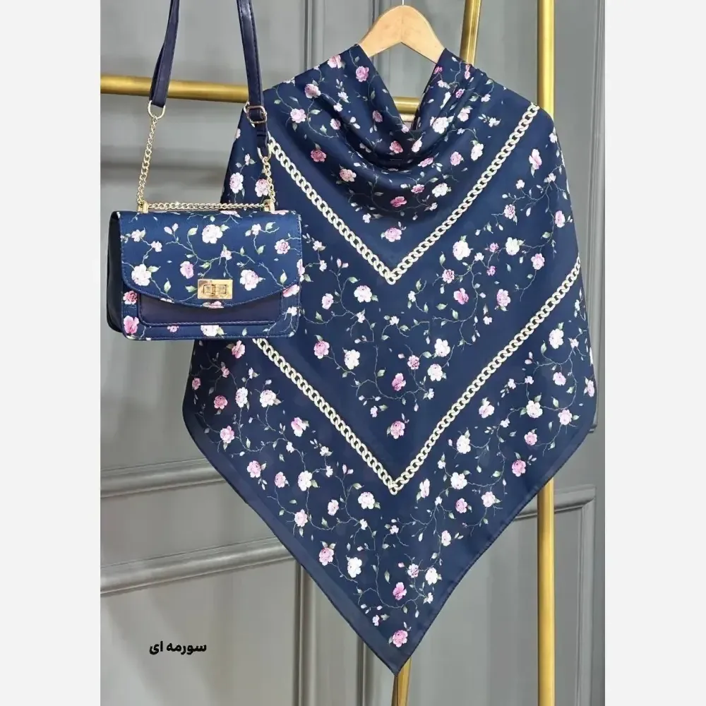 ست کیف و روسری مخمل و چرم صنعتی نخی منگوله دار گلسار