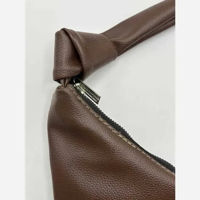 کیف چرم بند گره ای زنانه مشکی موکا ابعاد 30*40 سانت جادار با کیفیت