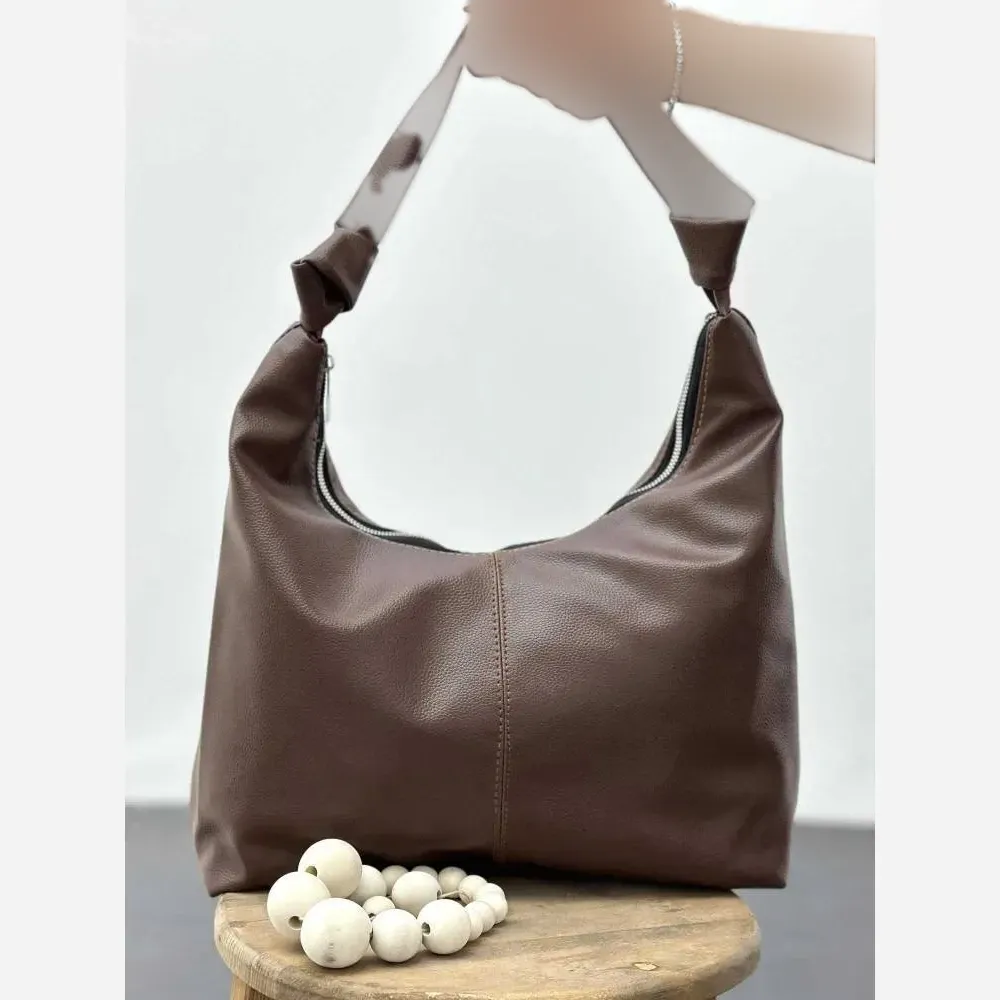 کیف چرم بند گره ای زنانه مشکی موکا ابعاد 30*40 سانت جادار با کیفیت