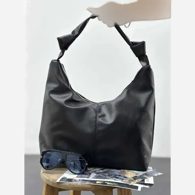 کیف چرم بند گره ای زنانه مشکی موکا ابعاد 30*40 سانت جادار با کیفیت