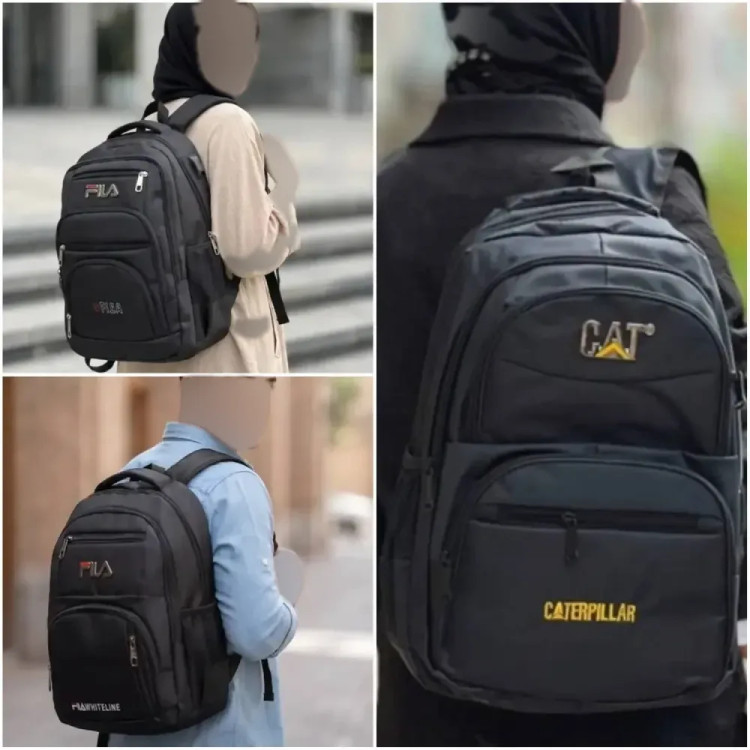 کوله پشتی دبیرستانی برزنتی چهار زیپ لپ تاپ خور مدل FILA و CAT