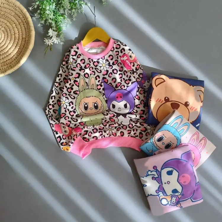 بلوز و شلوار مخمل بچه گانه گرم بالا طرح دار نرم و لطیف