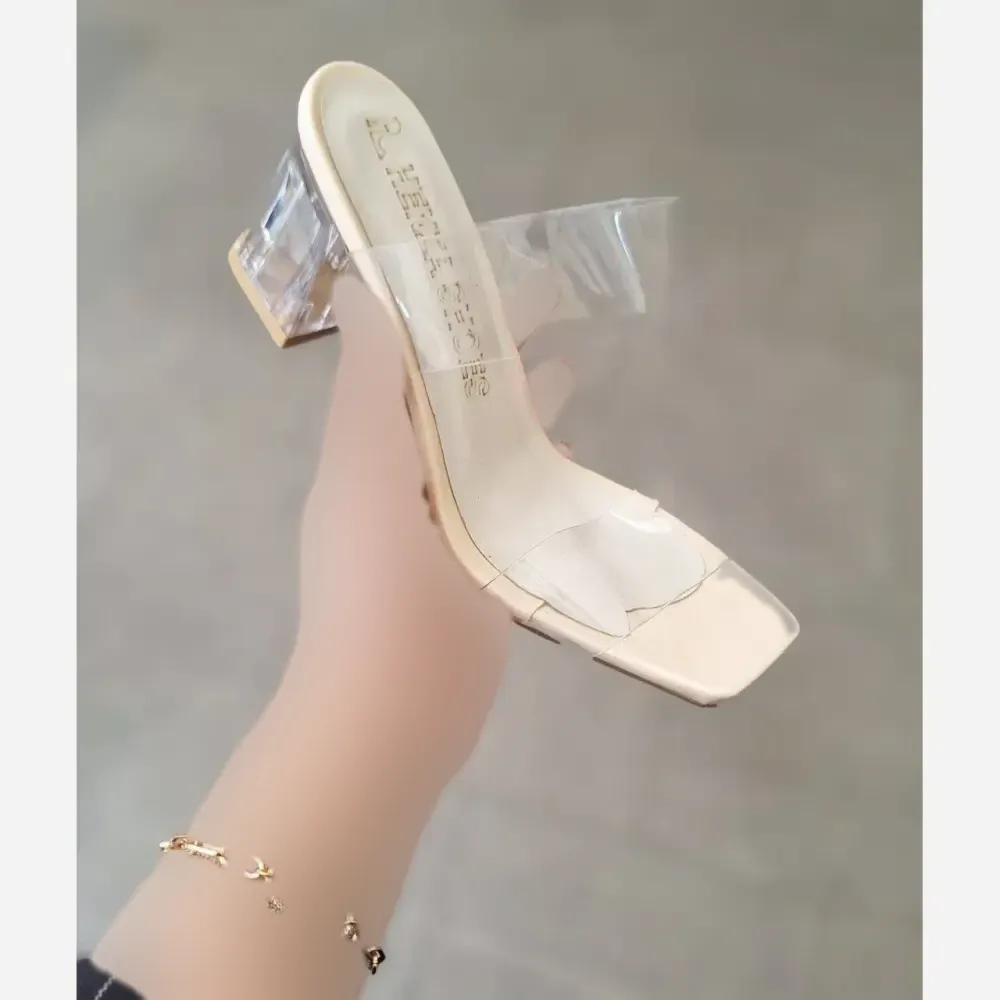 کفش طلقی پاشنه شیشه ای زنانه مشکی و کرم سایز 37 تا 40