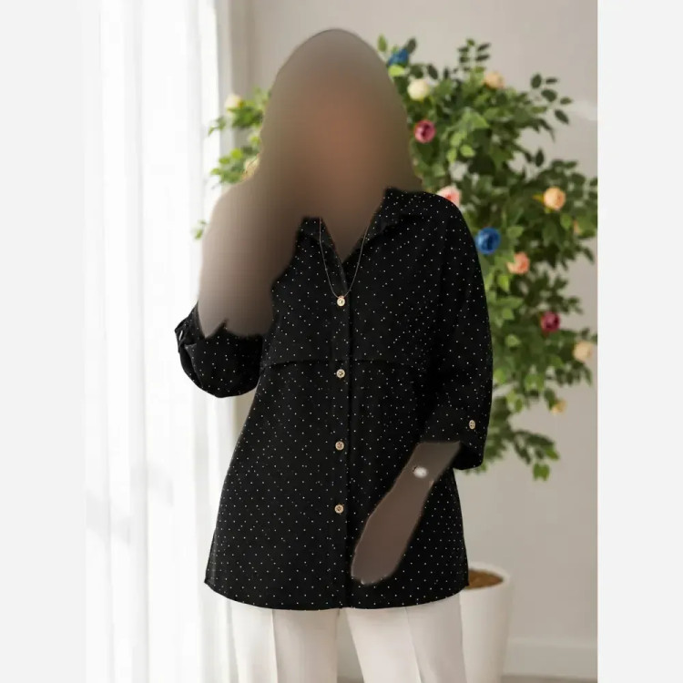 مانتو باکسی ینزی فول نگین خنک و تابستانه فری سایز تا 48