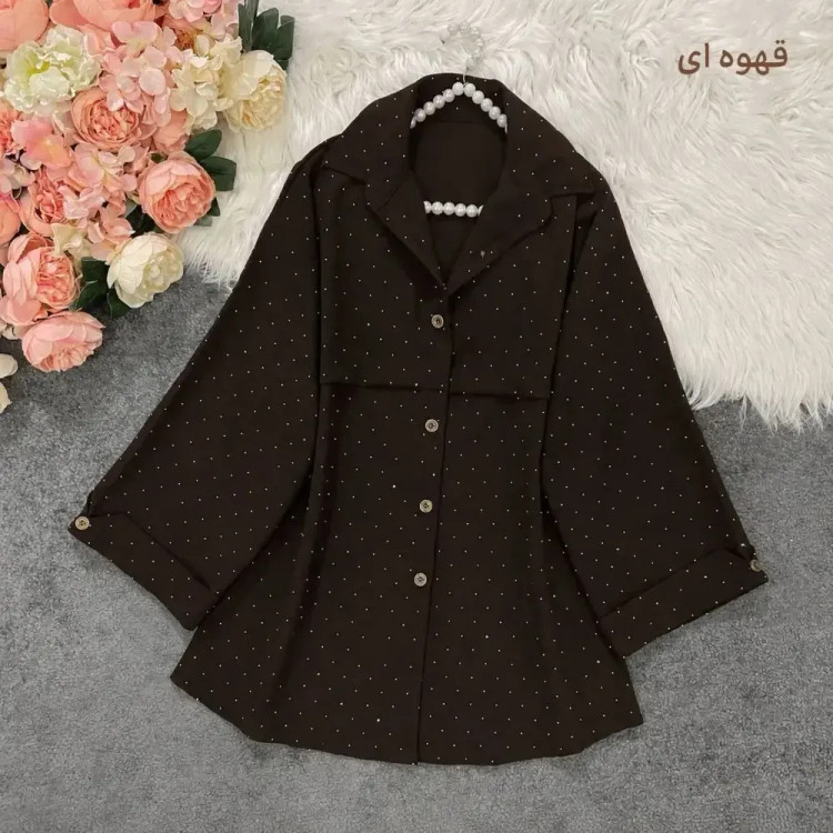 مانتو باکسی ینزی فول نگین خنک و تابستانه فری سایز تا 48