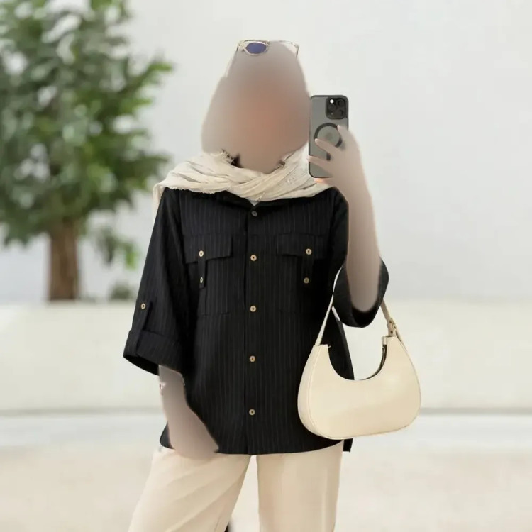 شومیز دیپلمات مانتویی شانتون جیب دار زنانه