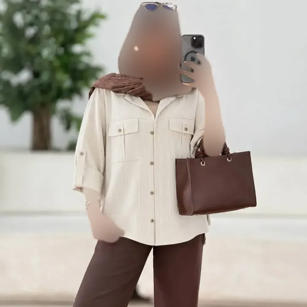 شومیز دیپلمات مانتویی شانتون جیب دار زنانه