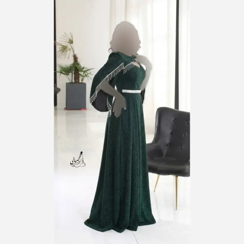 پیراهن مجلسی زنانه لمه درجه یک بلند کاپدار با کمربند نگینی سایز بزرگ