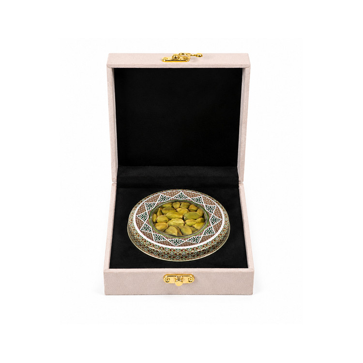 باکس زعفران درین پک مدل ساده مخمل کالیفرنیا خاکستری روشن - ابعاد ۱۲×۱۲×۵